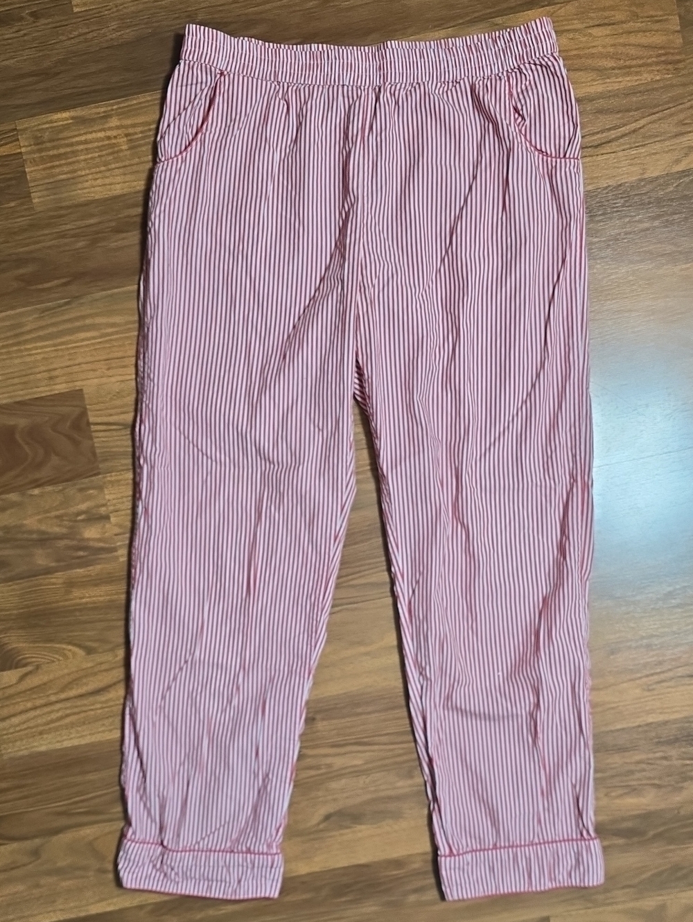 LAKE Red and White Striped Pajama Pants